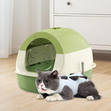 Maxbell Hooded Cat Litter Box with Lid Sandbox Fully Enclosed Cat Toilet Extra Large green