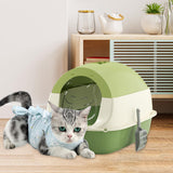 Maxbell Hooded Cat Litter Box with Lid Sandbox Fully Enclosed Cat Toilet Extra Large green