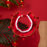 Maxbell New Year Cat Collar Handwoven Crochet Bib for Small Medium Dogs Puppy Kitten M