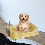 Maxbell Dog Litter Pan with Spoon Cage Litter Pan for Chinchillas Puppy Pet Supplies Yellow