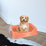 Maxbell Dog Litter Pan with Spoon Cage Litter Pan for Chinchillas Puppy Pet Supplies Orange