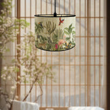 Maxbell Drum Lampshade E27 Handmade Bamboo Lamp Shades for Table Lamps Bedside Lamps Birds