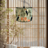 Maxbell Drum Lampshade E27 Handmade Bamboo Lamp Shades for Table Lamps Bedside Lamps Flower Birds
