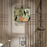 Maxbell Drum Lampshade E27 Handmade Bamboo Lamp Shades for Table Lamps Bedside Lamps Flower Birds