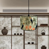 Maxbell Drum Lampshade E27 Handmade Bamboo Lamp Shades for Table Lamps Bedside Lamps Flower Birds