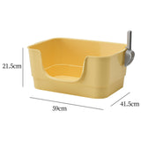 Maxbell Cat Litter Box Sturdy Cat Litter Basin Pet Supplies Open Top Pet Litter Tray Yellow