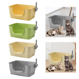 Maxbell Cat Litter Box Sturdy Cat Litter Basin Pet Supplies Open Top Pet Litter Tray Yellow