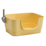 Maxbell Cat Litter Box Sturdy Cat Litter Basin Pet Supplies Open Top Pet Litter Tray Yellow