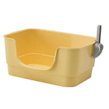 Maxbell Cat Litter Box Sturdy Cat Litter Basin Pet Supplies Open Top Pet Litter Tray Yellow