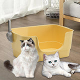 Maxbell Cat Litter Box Sturdy Cat Litter Basin Pet Supplies Open Top Pet Litter Tray Yellow