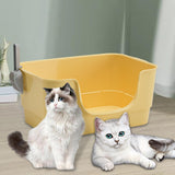 Maxbell Cat Litter Box Sturdy Cat Litter Basin Pet Supplies Open Top Pet Litter Tray Yellow