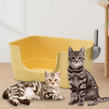 Maxbell Cat Litter Box Sturdy Cat Litter Basin Pet Supplies Open Top Pet Litter Tray Yellow