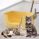 Maxbell Cat Litter Box Sturdy Cat Litter Basin Pet Supplies Open Top Pet Litter Tray Yellow