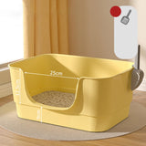 Maxbell Cat Litter Box Sturdy Cat Litter Basin Pet Supplies Open Top Pet Litter Tray Yellow