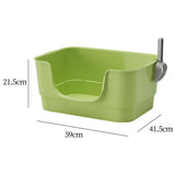 Maxbell Cat Litter Box Sturdy Cat Litter Basin Pet Supplies Open Top Pet Litter Tray Green