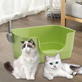 Maxbell Cat Litter Box Sturdy Cat Litter Basin Pet Supplies Open Top Pet Litter Tray Green