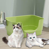Maxbell Cat Litter Box Sturdy Cat Litter Basin Pet Supplies Open Top Pet Litter Tray Green