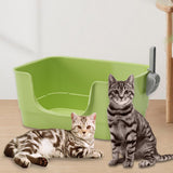 Maxbell Cat Litter Box Sturdy Cat Litter Basin Pet Supplies Open Top Pet Litter Tray Green