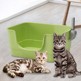 Maxbell Cat Litter Box Sturdy Cat Litter Basin Pet Supplies Open Top Pet Litter Tray Green