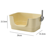 Maxbell Cat Litter Box Sturdy Cat Litter Basin Pet Supplies Open Top Pet Litter Tray Apricot