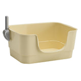 Maxbell Cat Litter Box Sturdy Cat Litter Basin Pet Supplies Open Top Pet Litter Tray Apricot