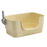Maxbell Cat Litter Box Sturdy Cat Litter Basin Pet Supplies Open Top Pet Litter Tray Apricot