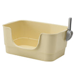 Maxbell Cat Litter Box Sturdy Cat Litter Basin Pet Supplies Open Top Pet Litter Tray Apricot