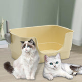 Maxbell Cat Litter Box Sturdy Cat Litter Basin Pet Supplies Open Top Pet Litter Tray Apricot