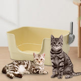 Maxbell Cat Litter Box Sturdy Cat Litter Basin Pet Supplies Open Top Pet Litter Tray Apricot