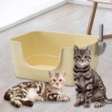 Maxbell Cat Litter Box Sturdy Cat Litter Basin Pet Supplies Open Top Pet Litter Tray Apricot