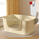 Maxbell Cat Litter Box Sturdy Cat Litter Basin Pet Supplies Open Top Pet Litter Tray Apricot