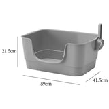 Maxbell Cat Litter Box Sturdy Cat Litter Basin Pet Supplies Open Top Pet Litter Tray Gray