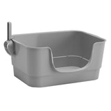 Maxbell Cat Litter Box Sturdy Cat Litter Basin Pet Supplies Open Top Pet Litter Tray Gray
