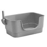 Maxbell Cat Litter Box Sturdy Cat Litter Basin Pet Supplies Open Top Pet Litter Tray Gray