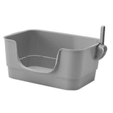 Maxbell Cat Litter Box Sturdy Cat Litter Basin Pet Supplies Open Top Pet Litter Tray Gray