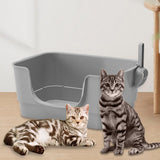 Maxbell Cat Litter Box Sturdy Cat Litter Basin Pet Supplies Open Top Pet Litter Tray Gray