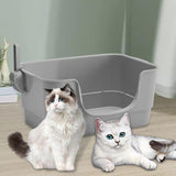 Maxbell Cat Litter Box Sturdy Cat Litter Basin Pet Supplies Open Top Pet Litter Tray Gray