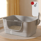 Maxbell Cat Litter Box Sturdy Cat Litter Basin Pet Supplies Open Top Pet Litter Tray Gray