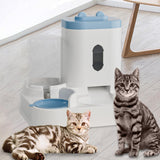 Maxbell 2 in 1 Automatic Pet Feeder Large Capacity Practical Cat Food Dog Water Bowl Blue
