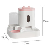 Maxbell 2 in 1 Automatic Pet Feeder Large Capacity Practical Cat Food Dog Water Bowl Pink