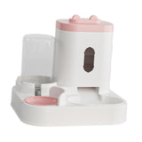 Maxbell 2 in 1 Automatic Pet Feeder Large Capacity Practical Cat Food Dog Water Bowl Pink