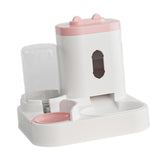 Maxbell 2 in 1 Automatic Pet Feeder Large Capacity Practical Cat Food Dog Water Bowl Pink
