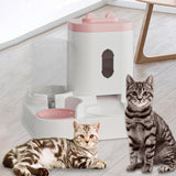 Maxbell 2 in 1 Automatic Pet Feeder Large Capacity Practical Cat Food Dog Water Bowl Pink