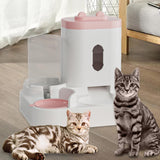 Maxbell 2 in 1 Automatic Pet Feeder Large Capacity Practical Cat Food Dog Water Bowl Pink