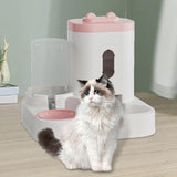 Maxbell 2 in 1 Automatic Pet Feeder Large Capacity Practical Cat Food Dog Water Bowl Pink