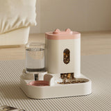 Maxbell 2 in 1 Automatic Pet Feeder Large Capacity Practical Cat Food Dog Water Bowl Pink