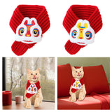 Maxbell Pet New Year Scarf Washable Dog Knitted Scarf for Kitten Puppy New Year Gift