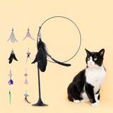 Maxbell Cat Teaser Toy Flexible Exerciser Handheld Teaser Toy for Prowl Jump  black