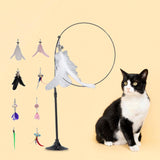 Maxbell Cat Teaser Toy Flexible Exerciser Handheld Teaser Toy for Prowl Jump  White