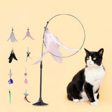 Maxbell Cat Teaser Toy Flexible Exerciser Handheld Teaser Toy for Prowl Jump  Pink